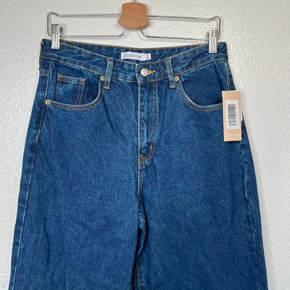 JustFab Women's Denim Wide-Leg Dark Wash Blue  Jeans Size 30 Regular - Picture 8 of 11